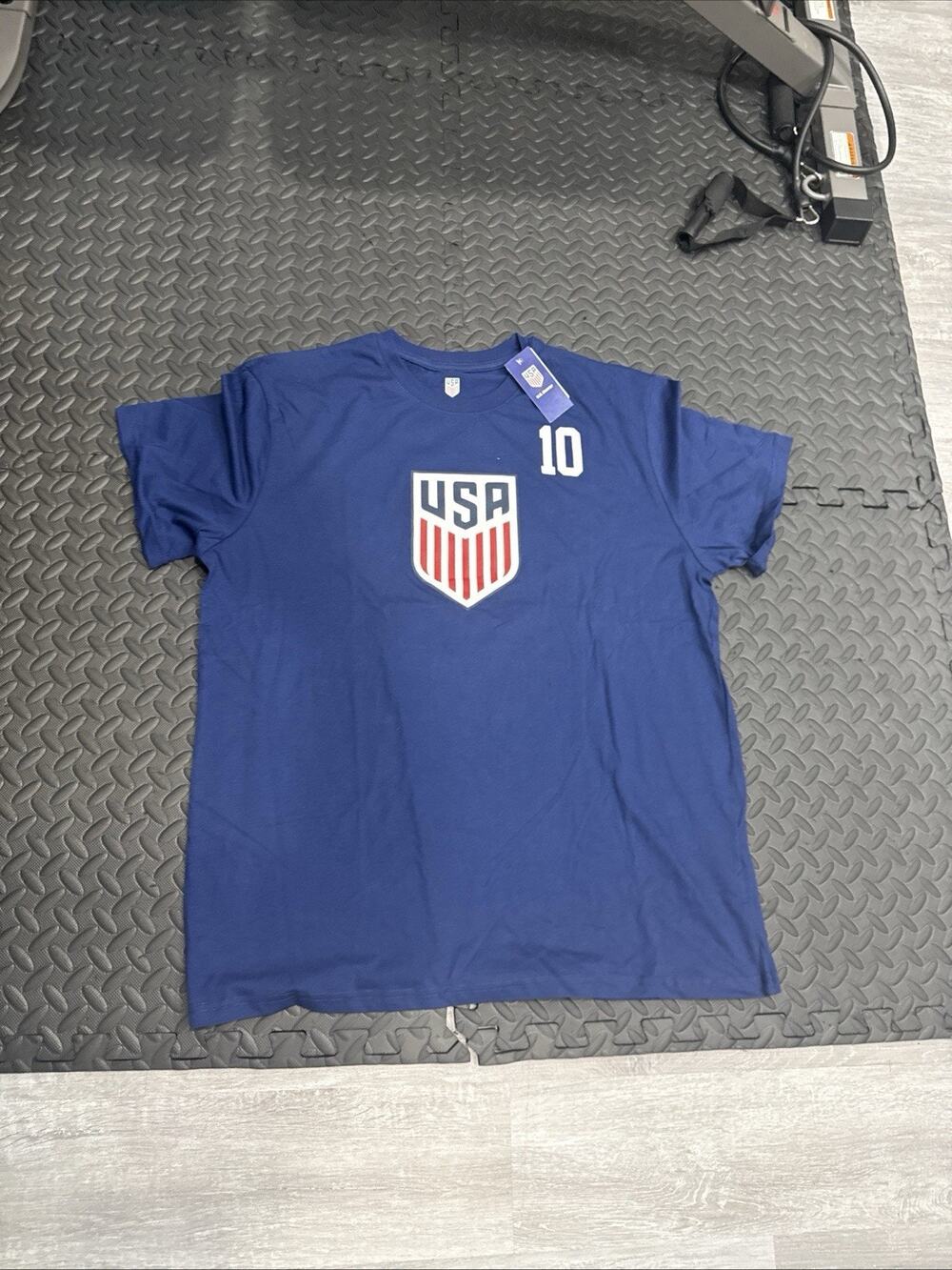 2026 U.S. Soccer Men's USA Soccer Team T-shirt 10 Pulisic Navy Size XL, New